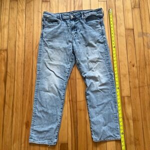 American Eagle Original Straight Light Wash Denim Jeans Mens Size 36x30 Flex
